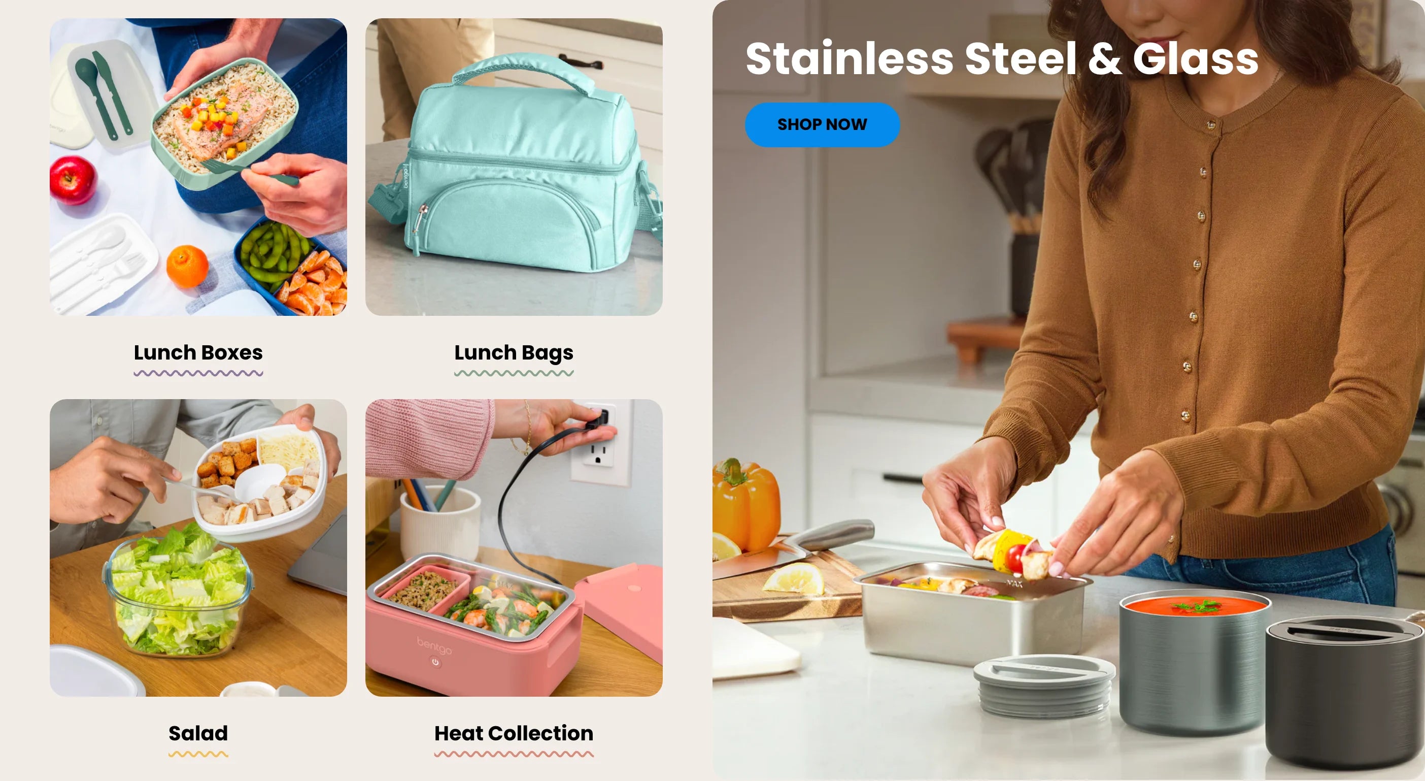 Stainless Steel and Glass Bentgo collections